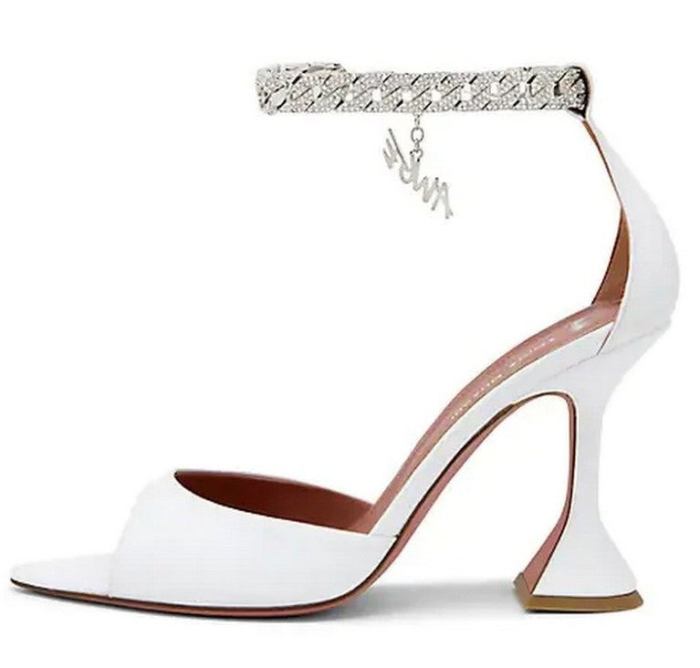 'AWGE' Flacko Chain-Embellished Leather Sandals, White
