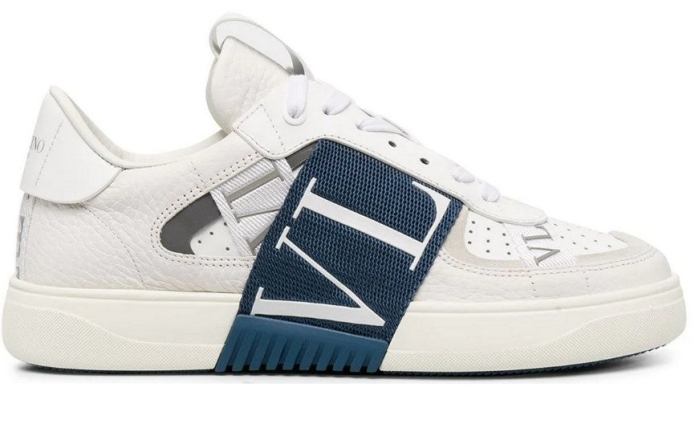 'VLTN' Sneakers, White and Blue