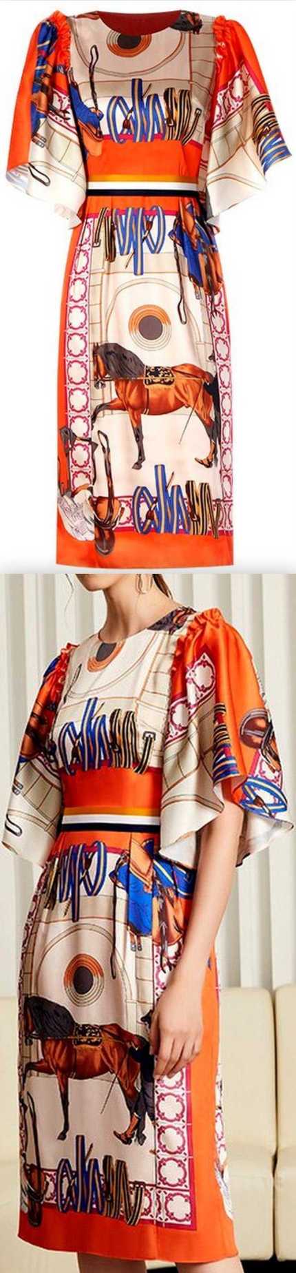 Horse-Printed Midi Dress | DESIGNER INSPIRED FASHIONS