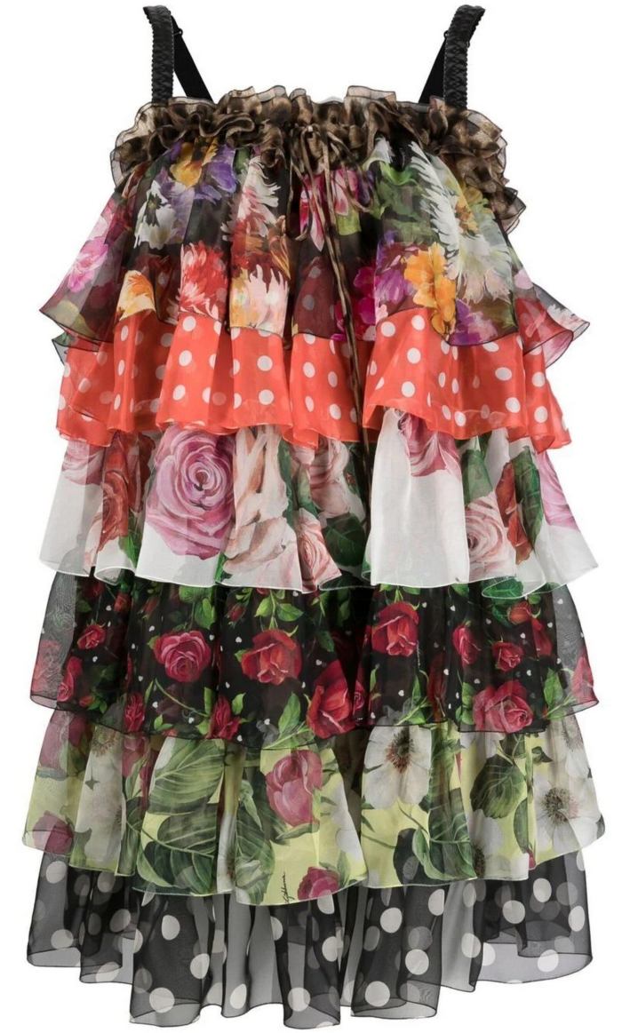 Mixed Print Silk Tiered Mini Dress Inspired Fashions Boutique