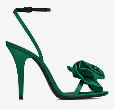 'Ivy' Satin Sandals 100mm, Green