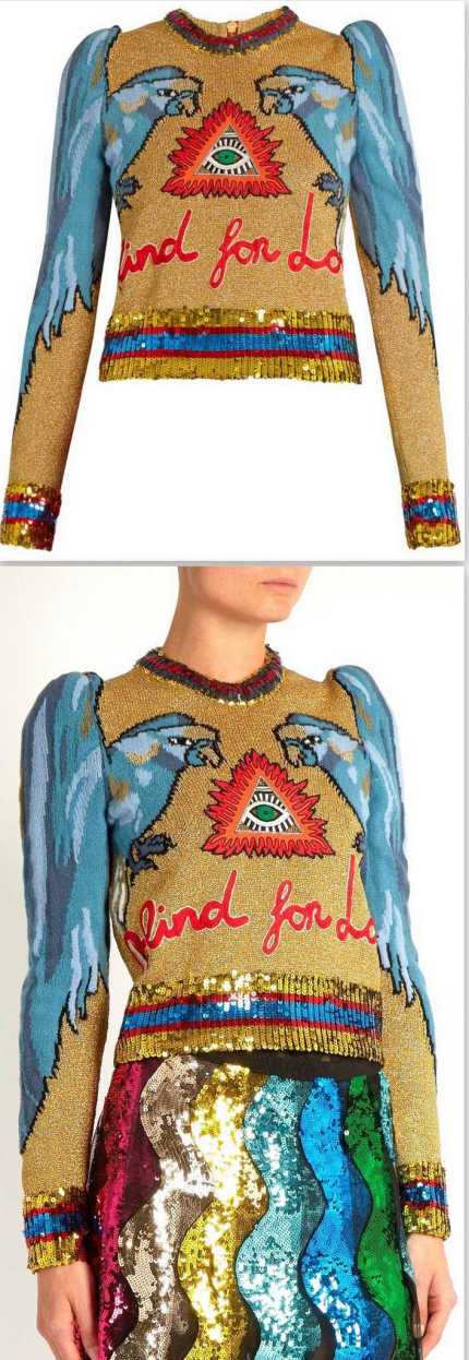 Parrot-Intarsia Sequin-Embellished Sweater | DESIGNER INSPIRED FASHIONS