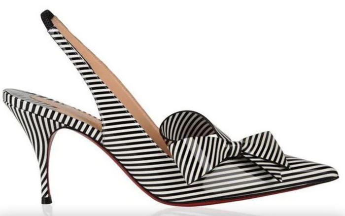 Striped Side-Bow Red Sole Slingback Pumps DESIGNER INSPIRED FASHIONS