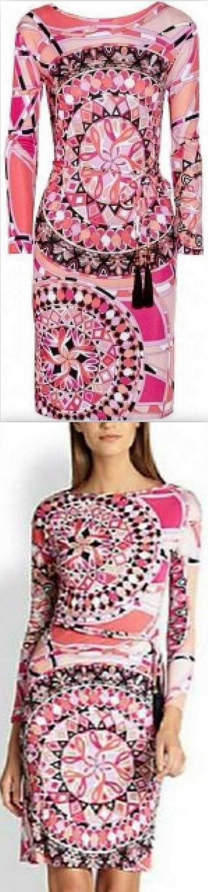 Pink Printed Jersey Silk Dress