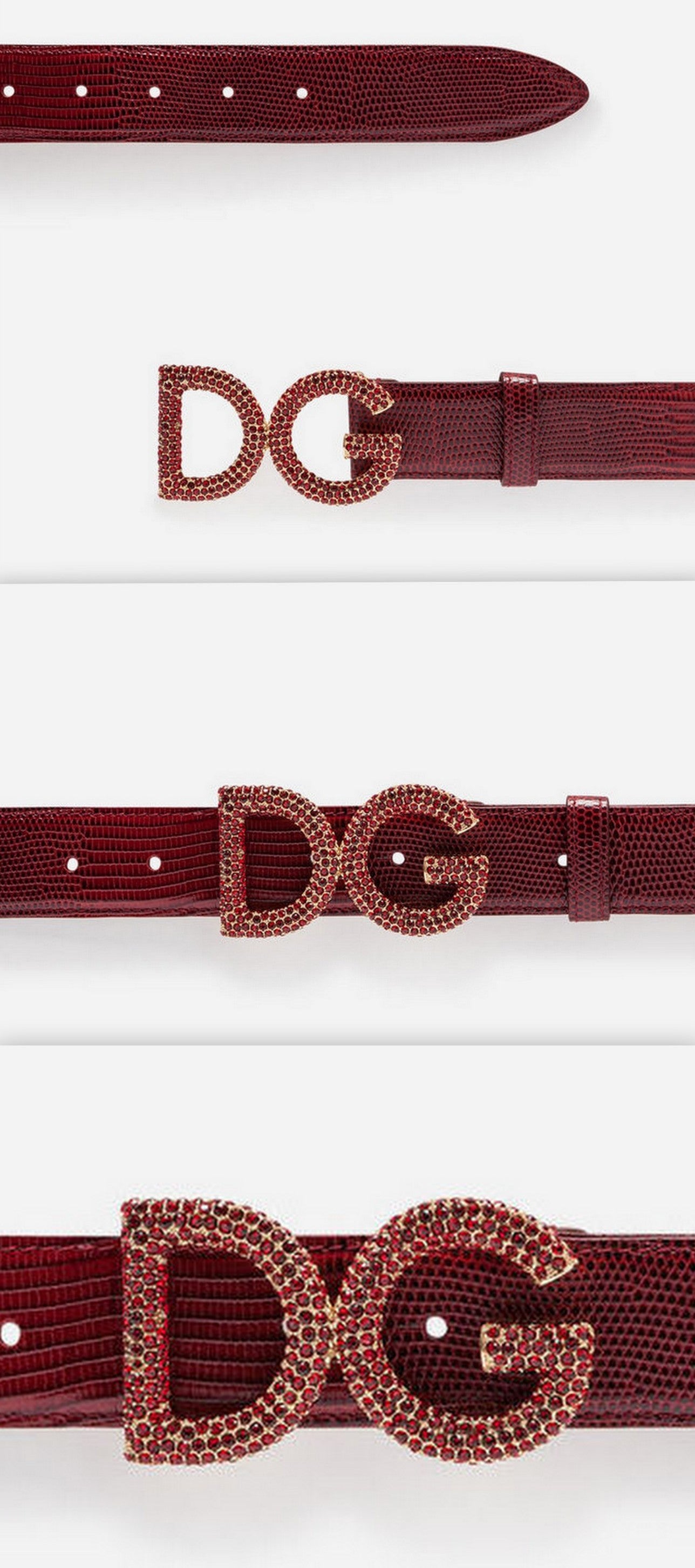 Belt in Iguana Print Calfskin, Red | DESIGNER INSPIRED FASHIONS