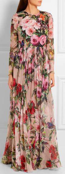 Long Floral Print Embellished Dress DESIGNER INSPIRED FASHIONS