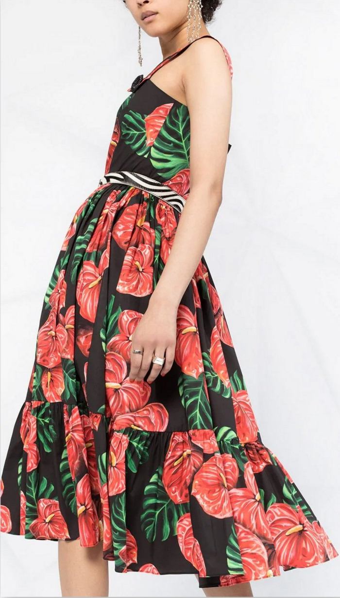 'Laceleaf' Print Midi Dress DESIGNER INSPIRED FASHIONS