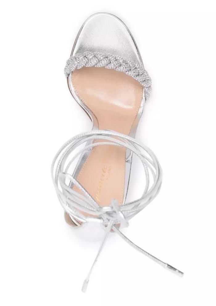 Metallic Leather Lace-Up Sandals, 105 mm Inspired Fashions Boutique