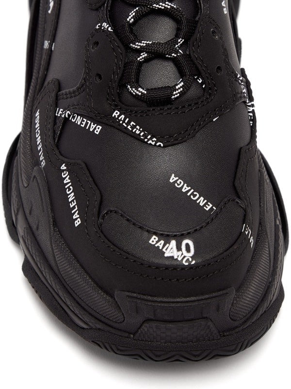 All Over Logo Triple S Sneakers, Black/White
