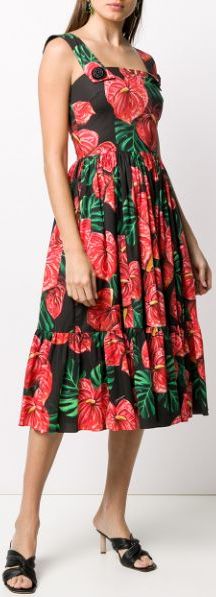 'Laceleaf' Print Midi Dress DESIGNER INSPIRED FASHIONS