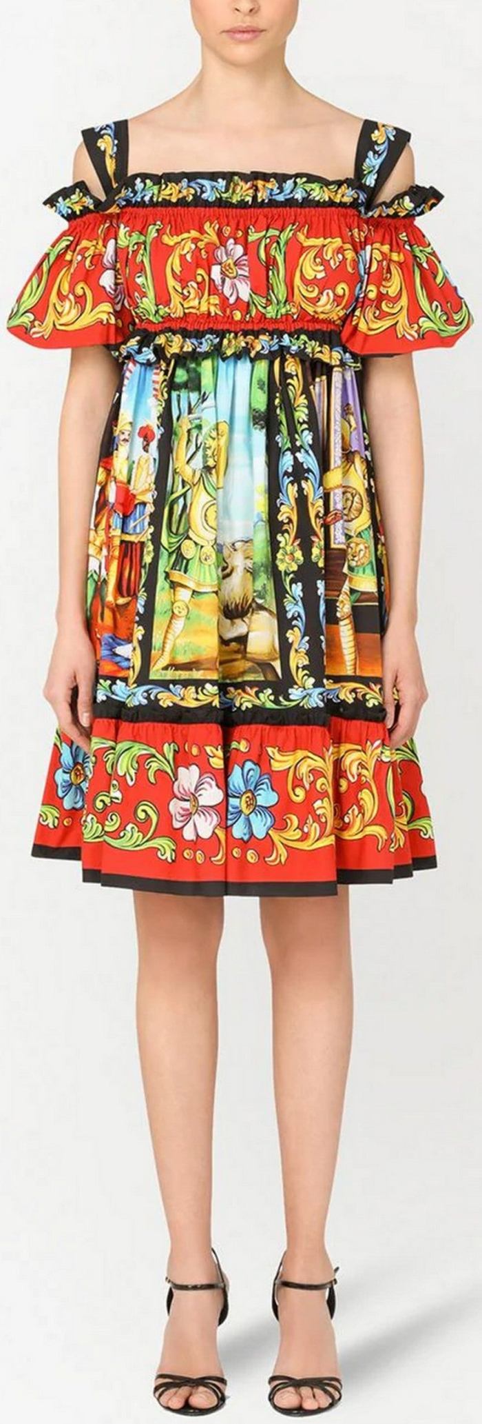 Mixed-Print Short Dress
