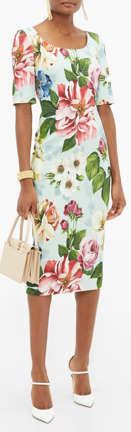 Floral-Print Cady Pencil Dress