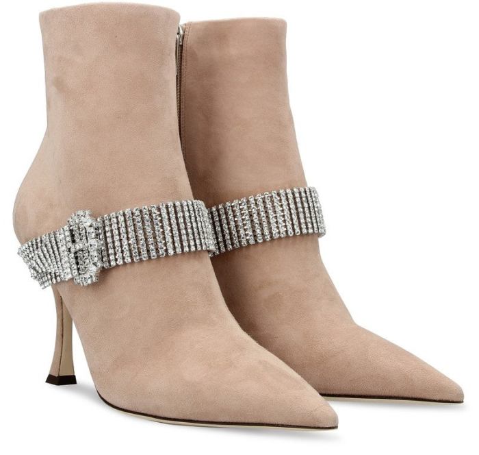 Crystal Buckle Strap Suede Boots Inspired Fashions Boutique