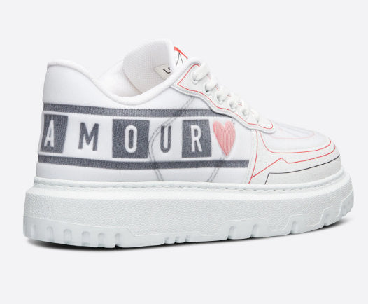 'D-Chess' Heart Calfskin and Technical Fabric Amour Addict Sneakers