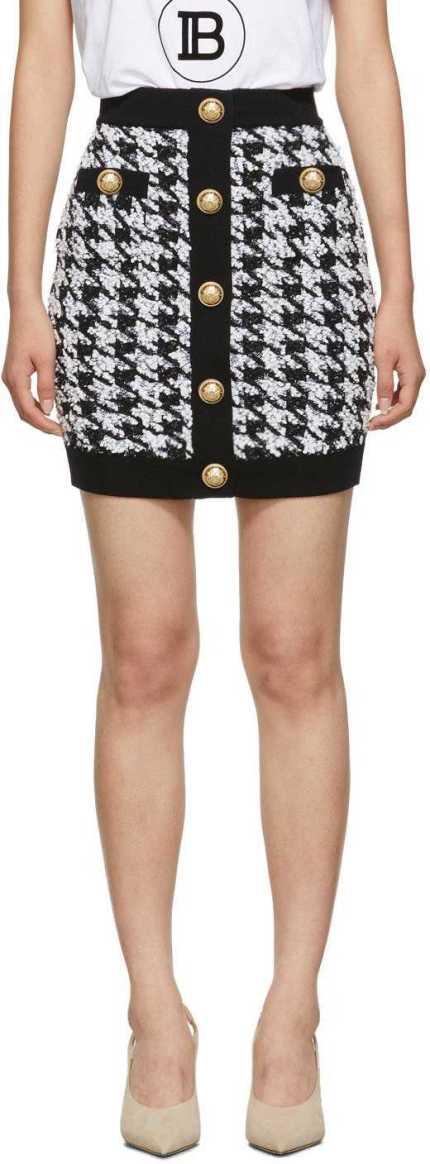Black & White Houndstooth Tweed Miniskirt | DESIGNER INSPIRED FASHIONS