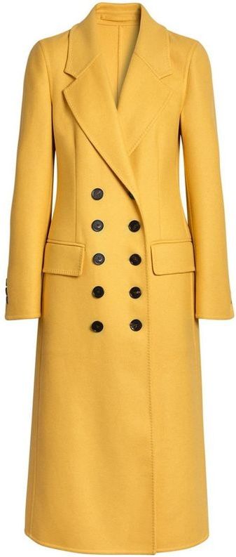 Double-Breasted Cashmere Wool Coat, Yellow