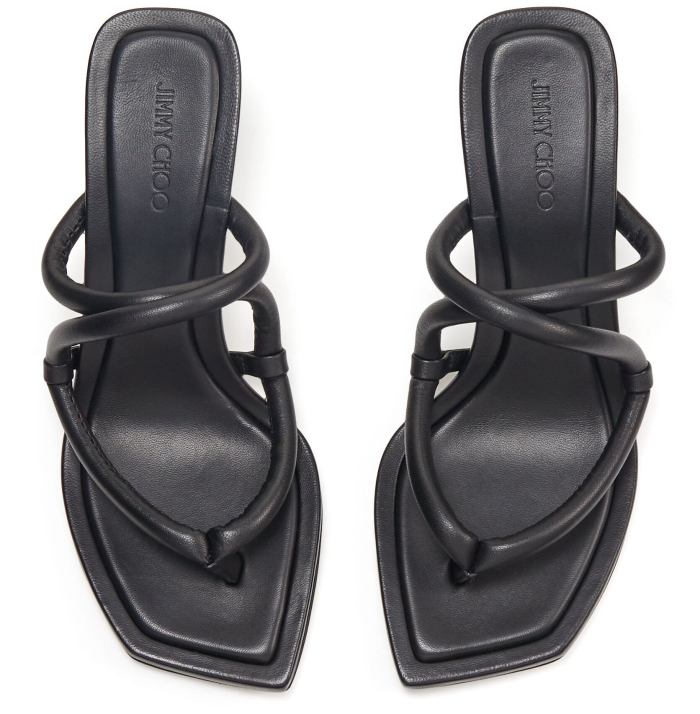 'Cape 70' Nappa Leather Thong Mules, Black