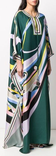 Occhi Print Silk Kaftan, Green Inspired Fashions Boutique