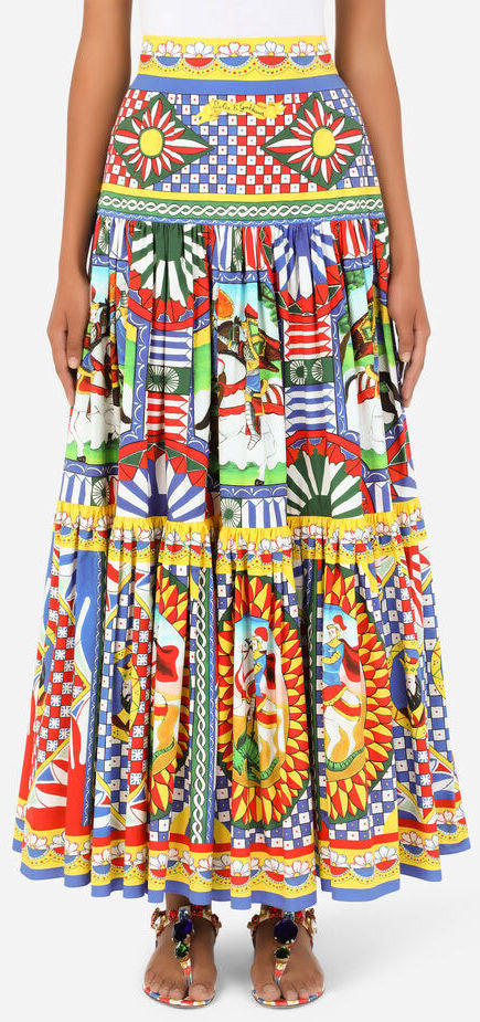 'Carretto'-Print Poplin Calf-Length Skirt Inspired Fashions Boutique