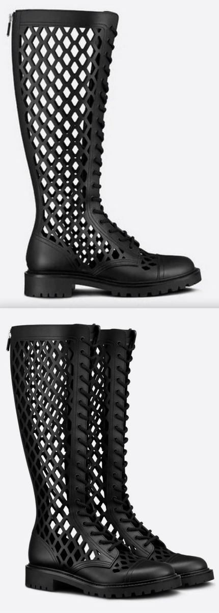 'D-Trap' Black Matte Calfskin Boots