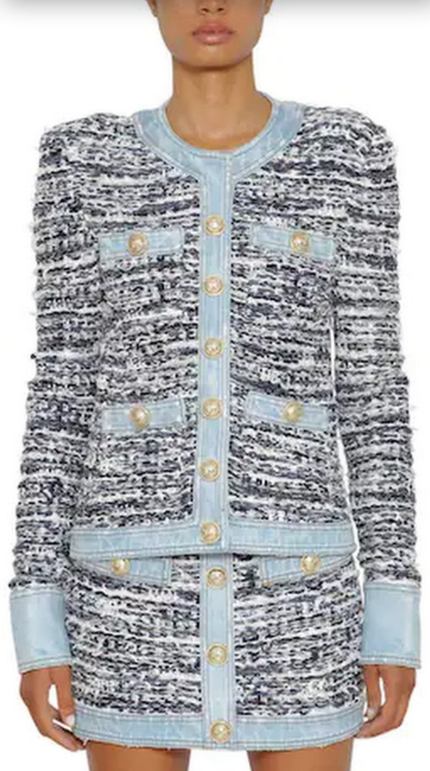 Button Up Tweed and Denim Jacket Inspired Fashions Boutique