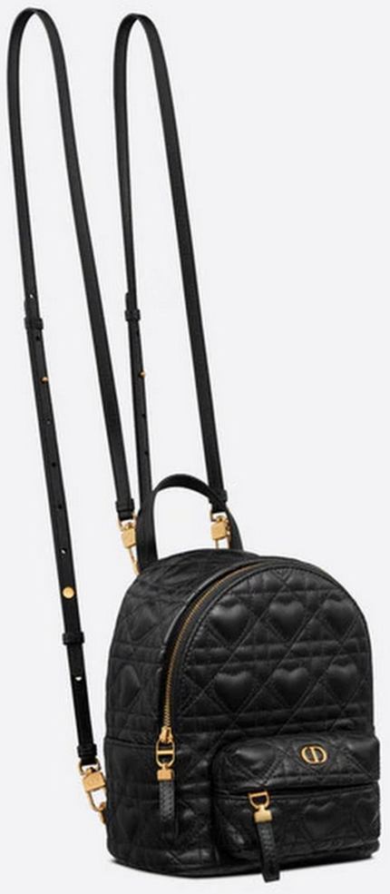 Cannage Lambskin with Heart Motif Mini Backpack, Black