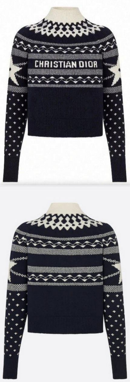 Stand Collar Wool and Cashmere Sweater, Dark Navy