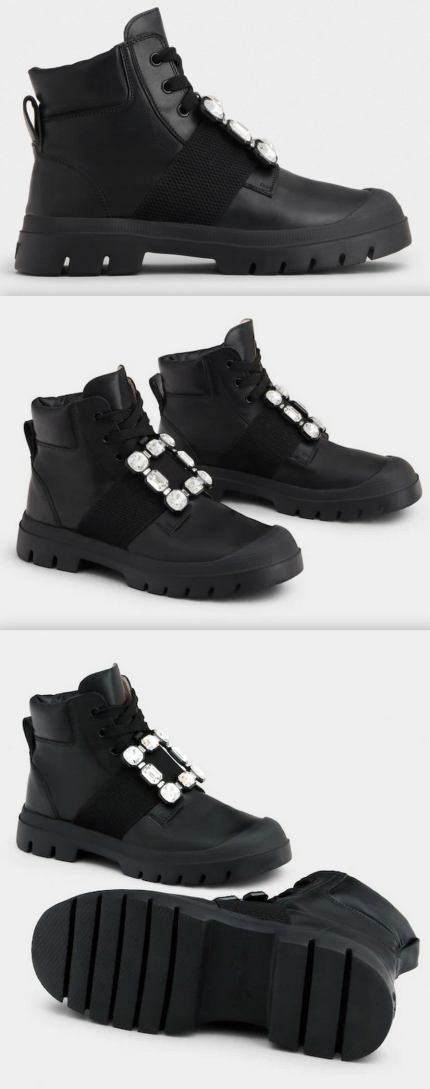 'Viv' Desert Leather Ankle Boots, Black