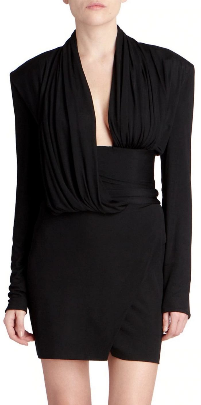 Black Draped Jersey Dress