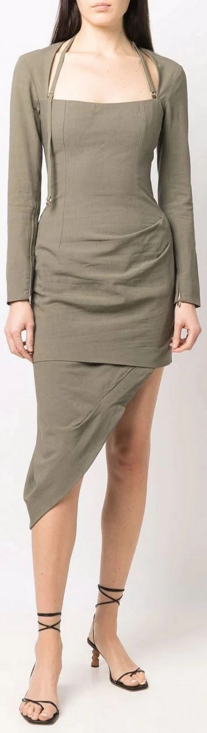 'La Robe Esca' Mini Dress, Khaki