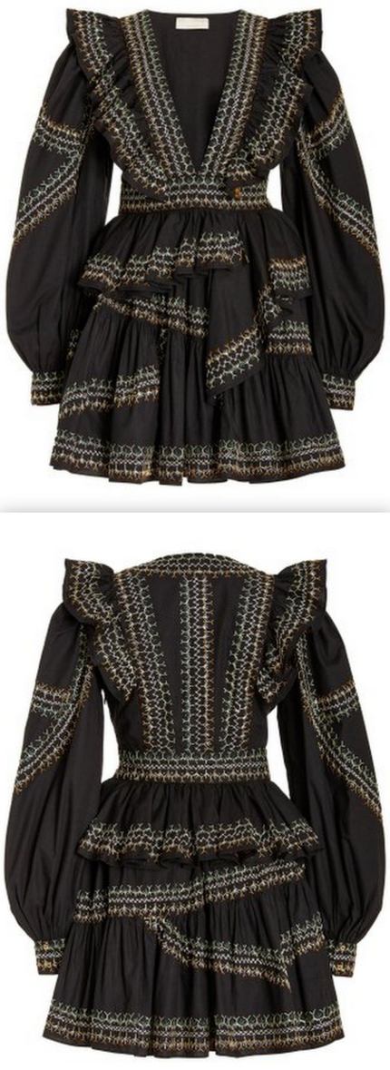 'Anais' Cotton Mini Dress, Black