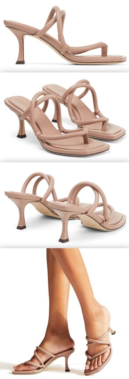 'Cape 70' Nappa Leather Thong Mules, Ballet Pink