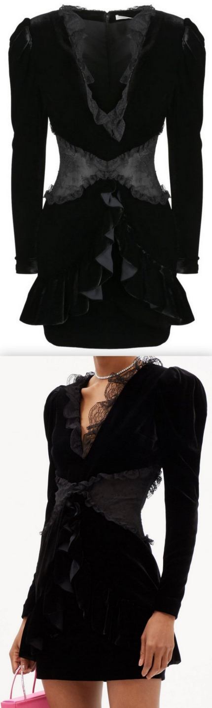 Black Lace-Embellished Mini Dress