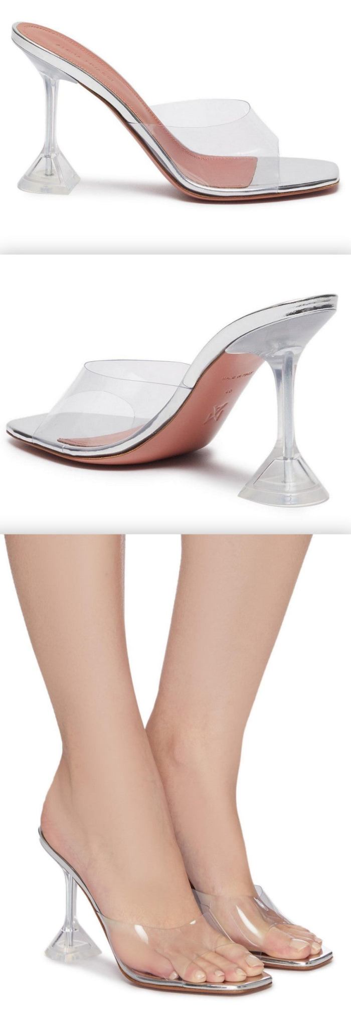 'Lupita' Clear PVC Heeled Mule Sandals