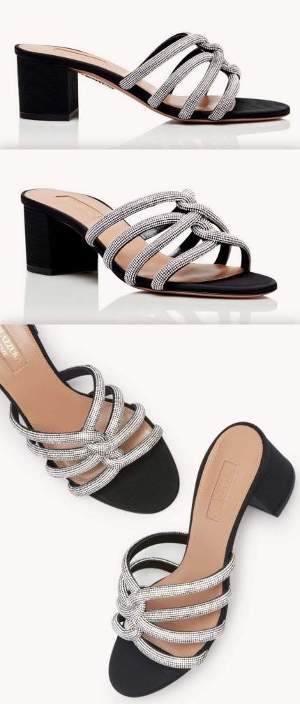 'Moondust' 50 Crystal Leather Heeled Sandals