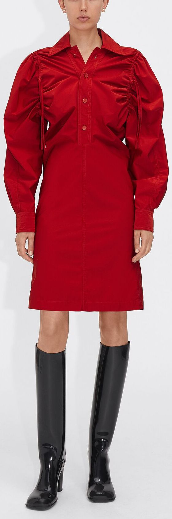 Technical Stretch Wool Dress, Red