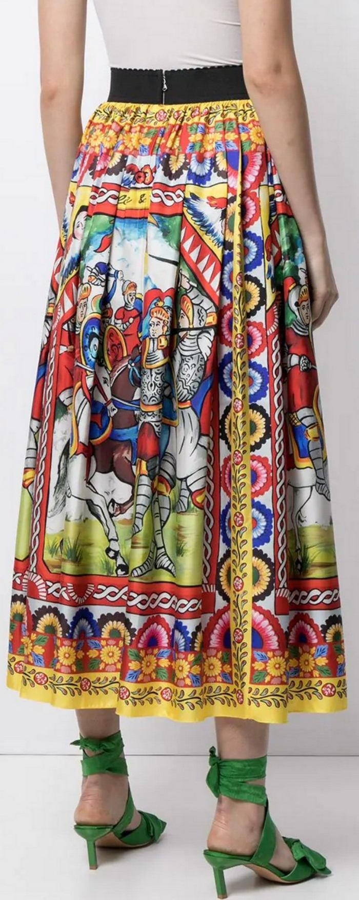'Carretto' Print Silk Midi Skirt designer inspired clothes