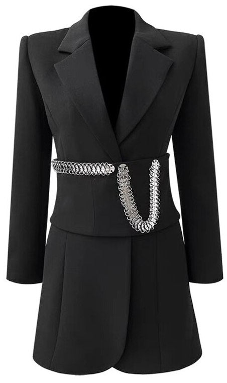 Chained-Waist Blazer-Mini Dress Inspired Fashions Boutique