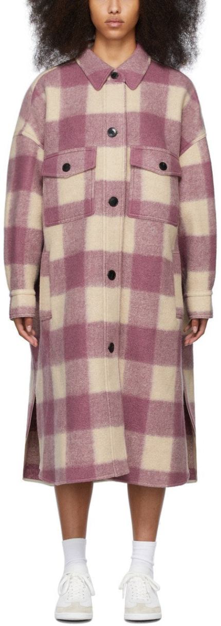'Fontizi' Check Pattern Coat, Pink