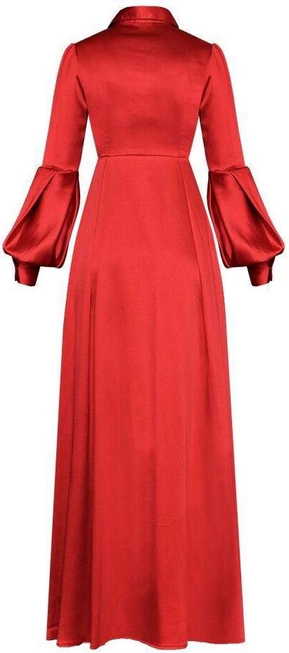 Long Red Satin Shirt-Gown DESIGNER INSPIRED FASHIONS