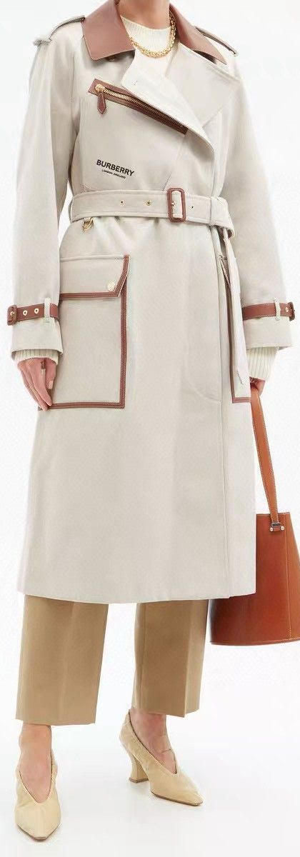 'Dockray' Cotton-Canvas and Leather Trench Coat