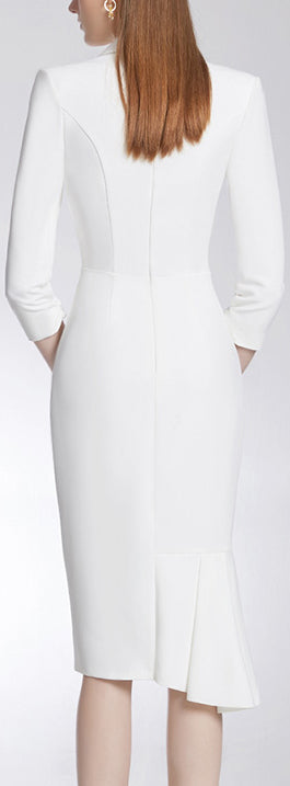 Single-Breasted Blazer-Dress, White DESIGNER INSPIRED FASHIONS