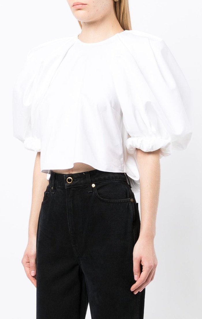 'Rene' Puff Sleeve Cotton Crop Top Inspired Fashions Boutique