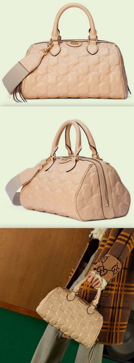 GG Matelassé Leather Medium Bag, Beige Women's Designer Fashions