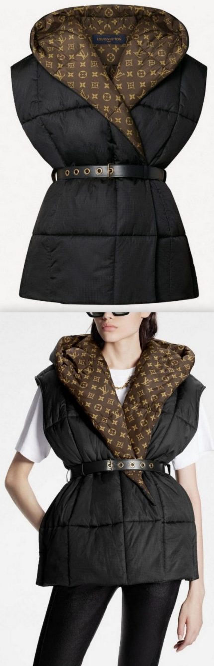 Belted Sleeveless Pillow Puffer Wrap Jacket Women's Designer Fashions