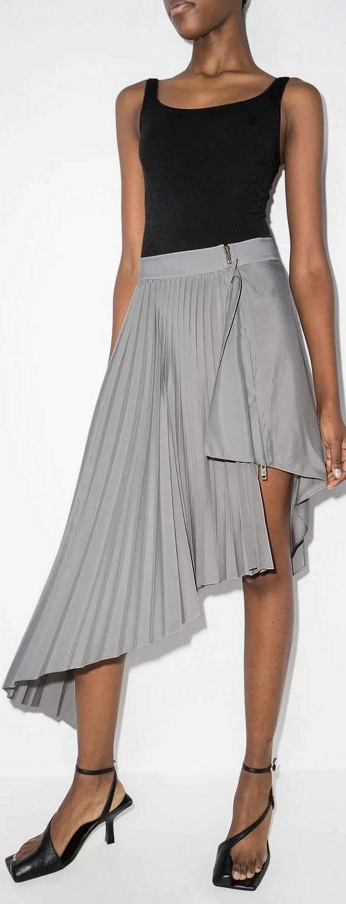 Asymmetric Pleated Skirt, Grey Inspired Fashions Boutique