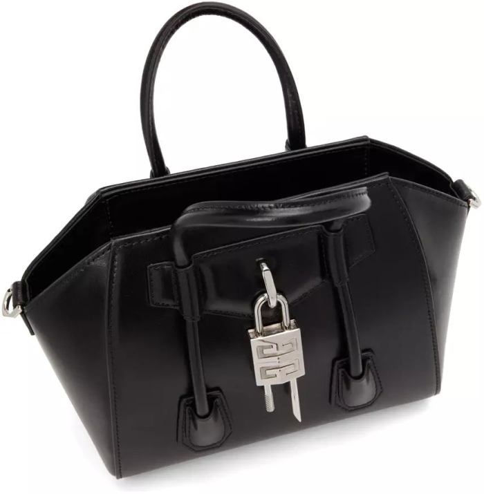 Mini Lock Bag in Box Leather, Black Women's Designer Fashions