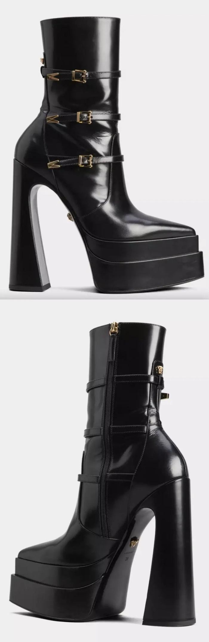 'Aevitas' Medusa 155mm Platform Boots - Black or White Women's Designer Fashions