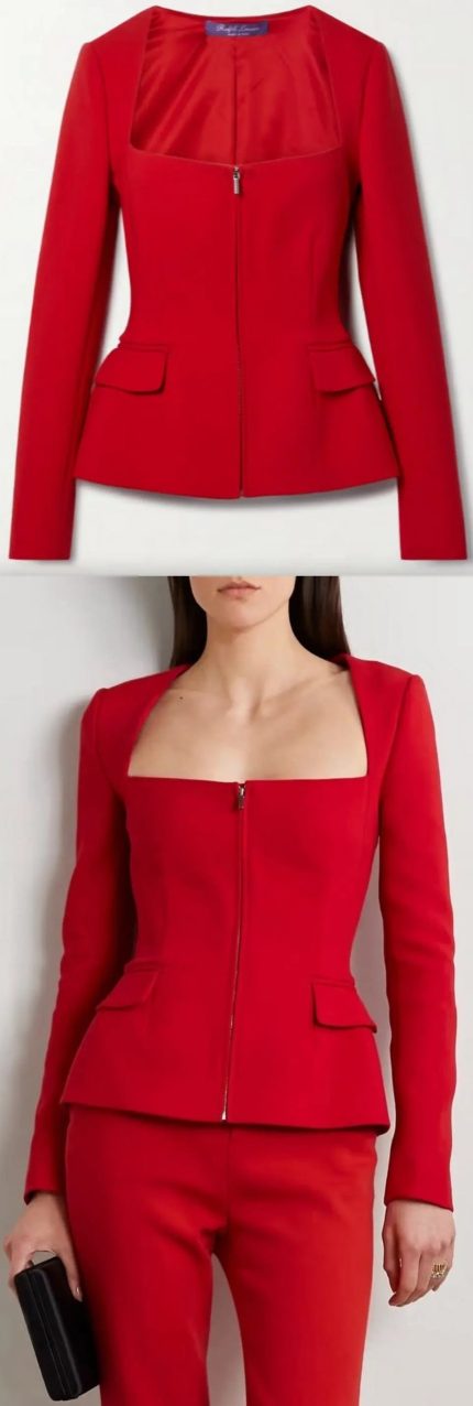'Chantria' Peplum Jacket, Red Women's Designer Fashions