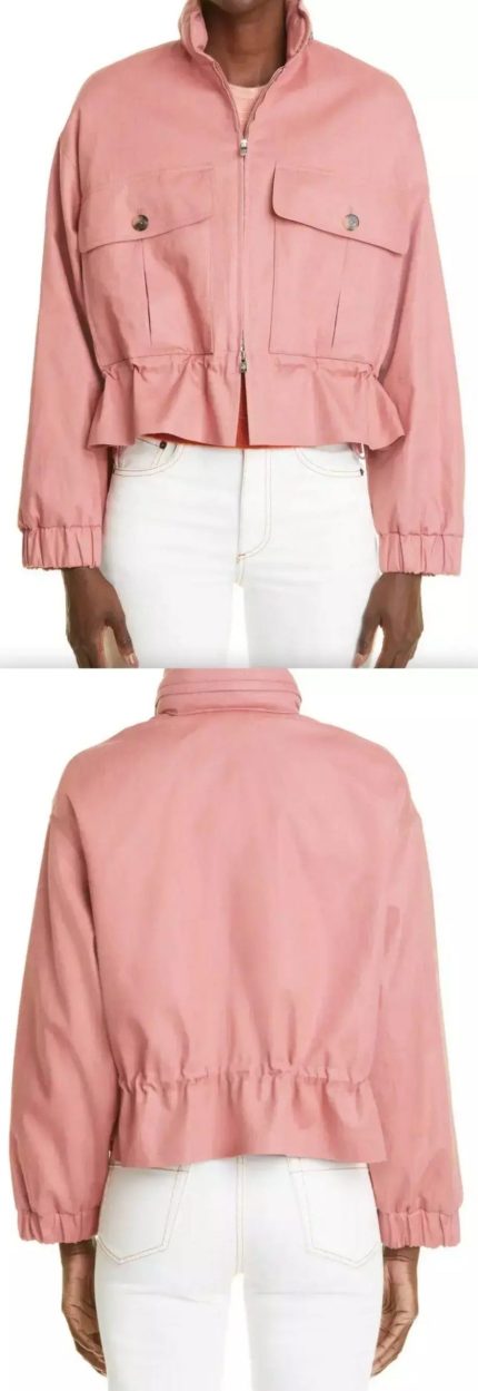 'Darius' Jacket in Technical Linen, Pink Women's Designer Fashions